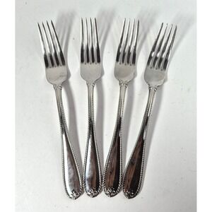 Set of4 Lenox TUDOR BEAD Augusta Stainless 18/10 Rope Edge Dinner Forks Flatware